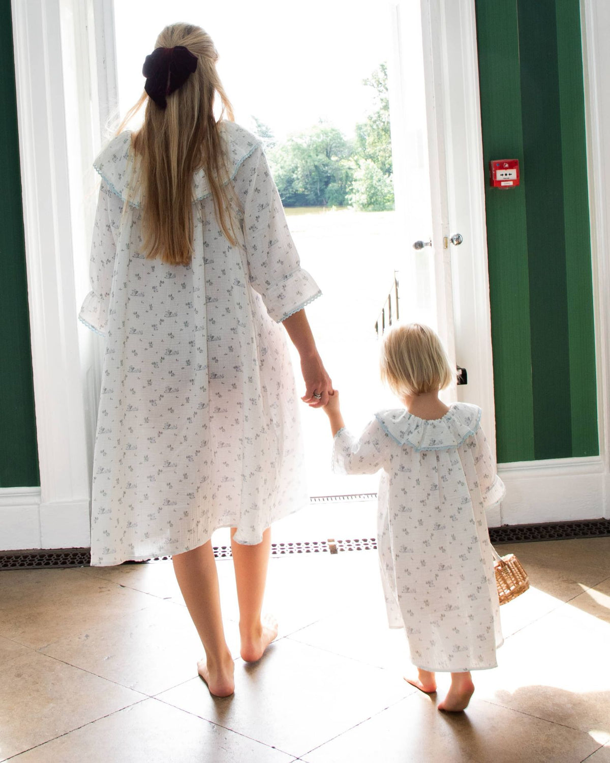 Harriet Jane London Bunny print womens organic cotton muslin nightgown matching mum and daughter nightwear set