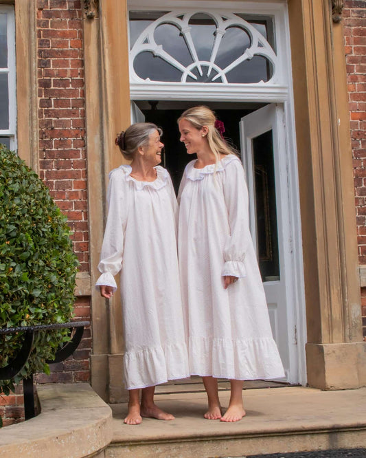 mother and daughter matching pink floral cotton nightie set