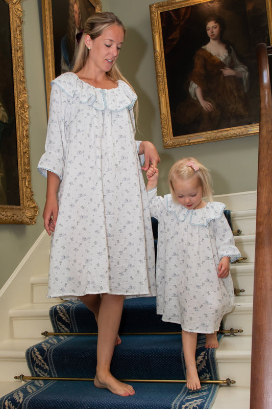traditional white womens organic cotton nightie matching mum and daughter nightie set