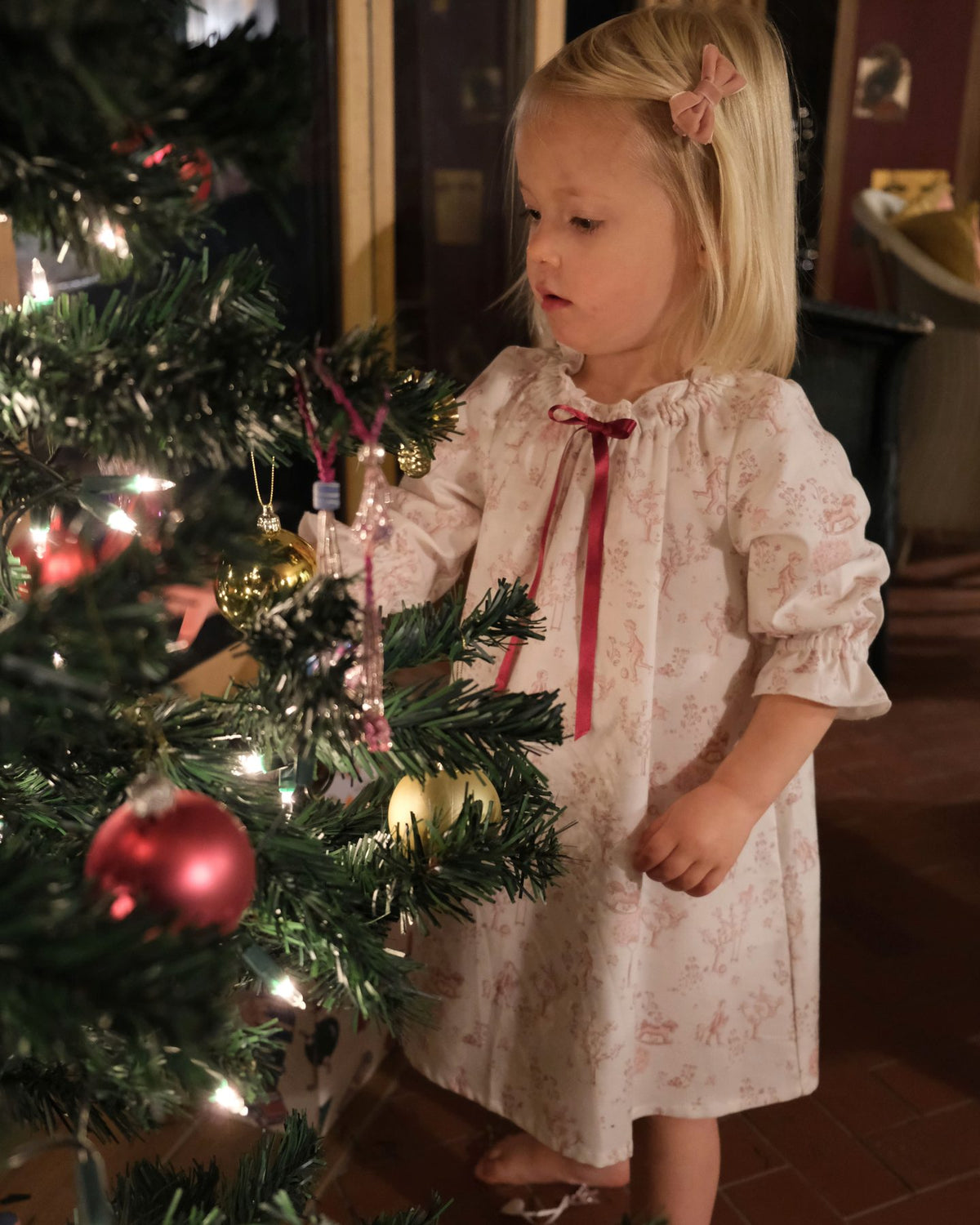 Cordelia Toile organic cotton girls Christmas nightie