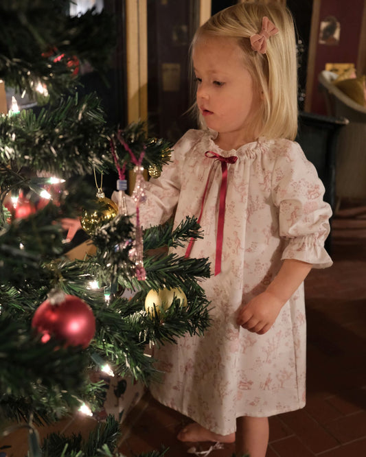 Cordelia Toile organic cotton girls Christmas nightie