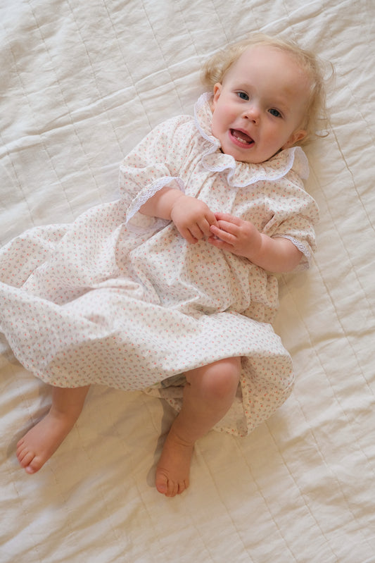 French Cotton ditsy rose baby nightgown