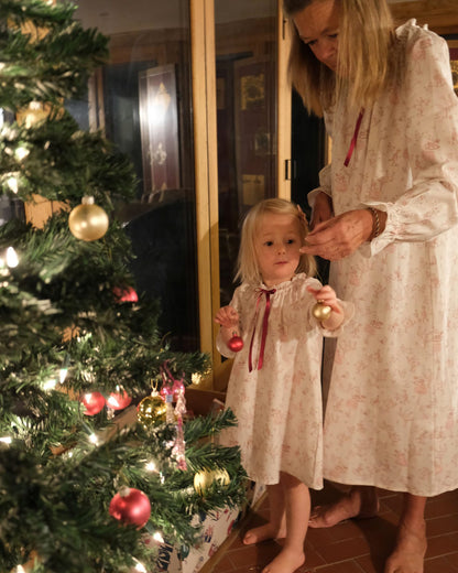 Matching mum and daughter Christmas nightie set cotton traditional gift