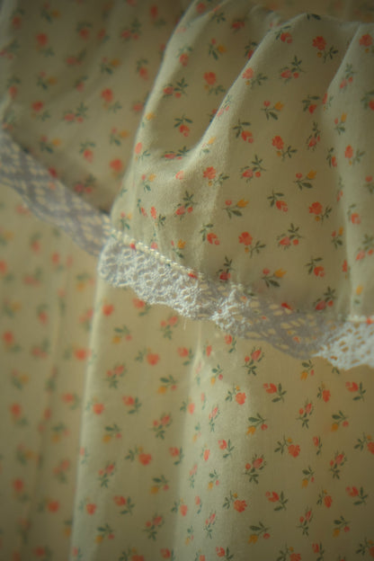 pink ditsy floral girls nightdress detail