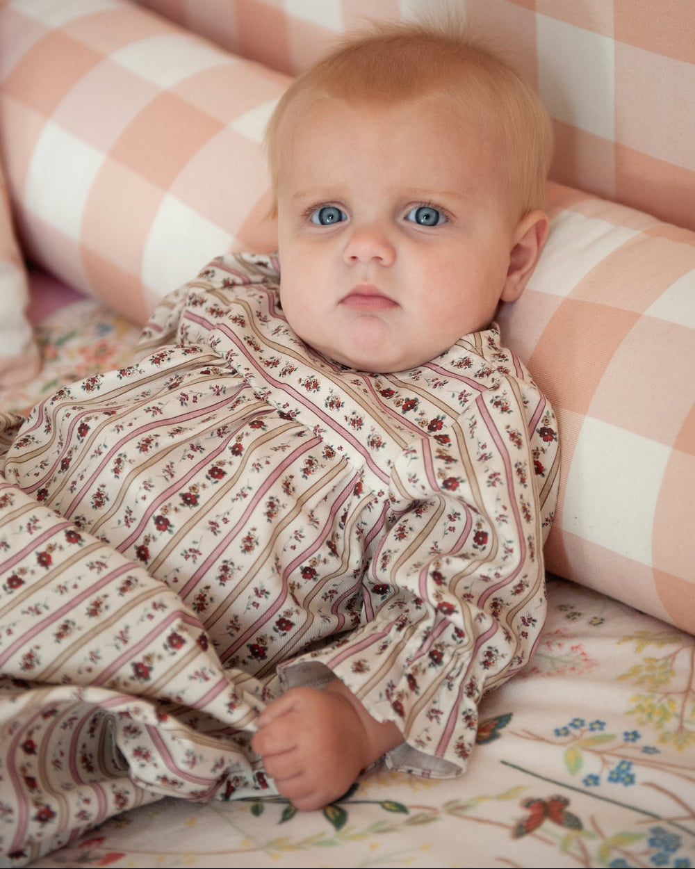rose and stripe print cotton baby nightie